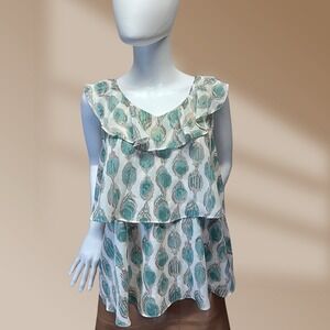 Mossimo Women's Bohemian Tiered Ruffle Sleeveless Top Blouse Sz Medium